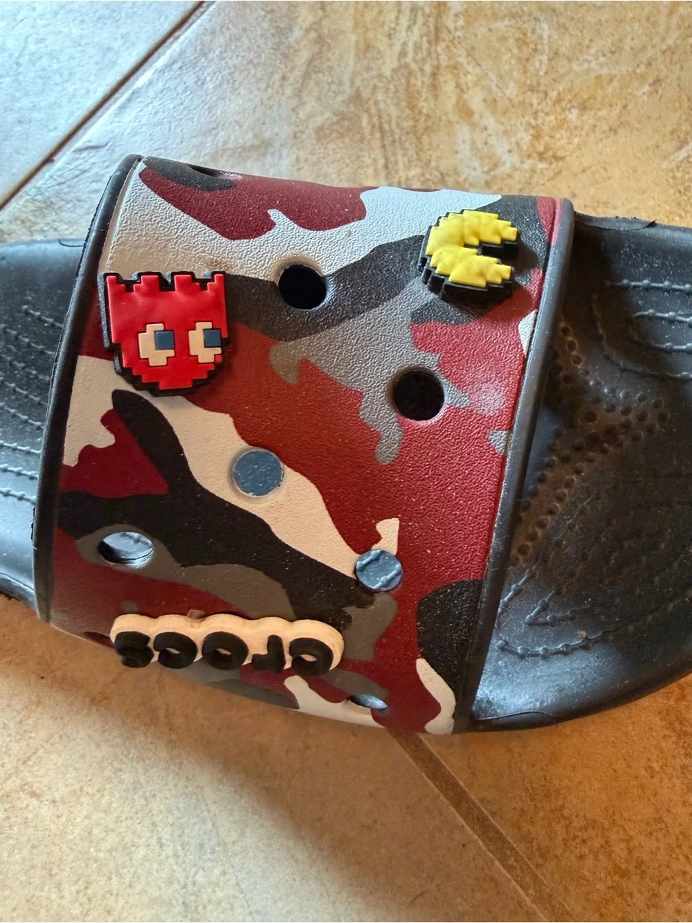 Pair (2) of Boys/Men Crocs Slide Sandals with Charms. Size 9 Men